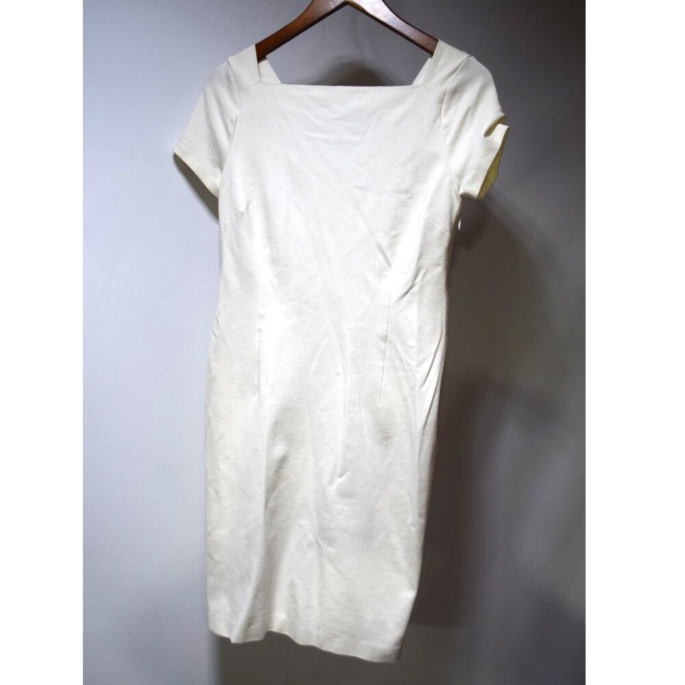 Banana Republic Ivory Sheath Dress Square Neck Short Sleeve Women's Size 4
